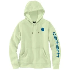 'Carhartt' Women's Clarksburg Logo Sleeve Graphic Hoodie - Hint Of Lime -Carhartt Store 102791 GB4 WS23 e V2 1024x1024@2x