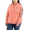 'Carhartt' Women's Clarksburg Logo Sleeve Graphic Hoodie - Hibiscus Heather -Carhartt Store 102791 P19 WS22P b 1024x1024@2x