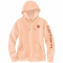 'Carhartt' Women's Clarksburg Logo Sleeve Graphic Hoodie - Cantaloupe