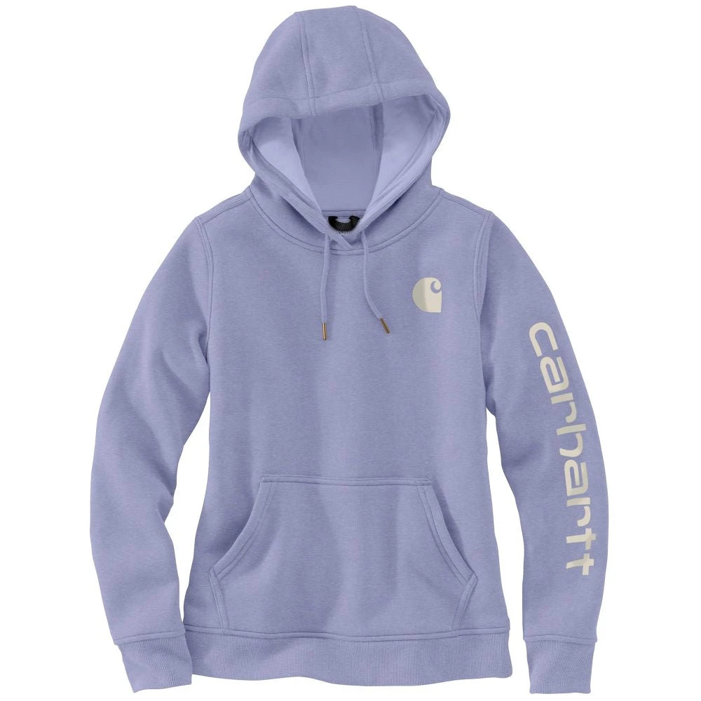 'Carhartt' Women's Clarksburg Logo Sleeve Graphic Hoodie - Soft Lavender Heather 3 'Carhartt' Women's Clarksburg Logo Sleeve Graphic Hoodie - Soft Lavender Heather