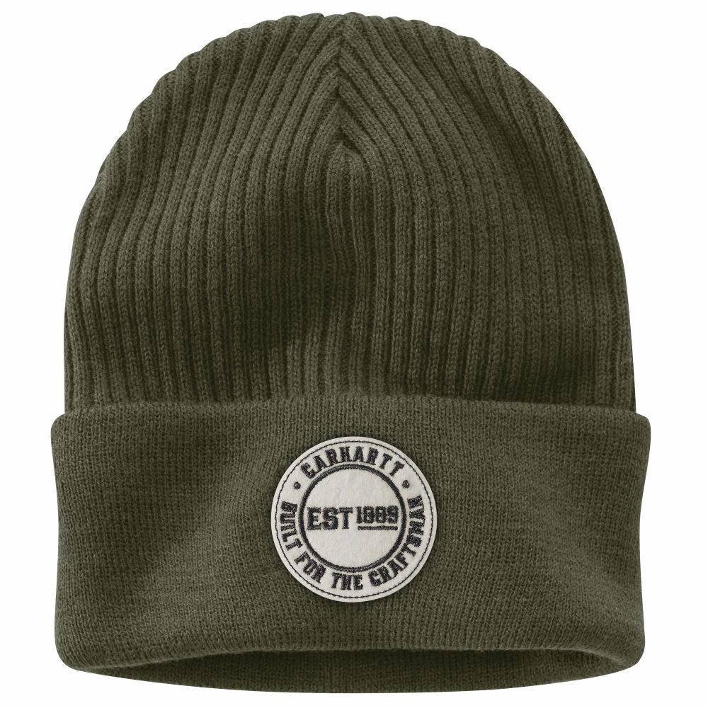 'Carhartt' Knit Cuffed Craftsman Patch Beanie - Basil 3 'Carhartt' Knit Cuffed Craftsman Patch Beanie - Basil