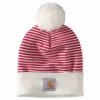 'Carhartt' Adult Knit Pom Pom Cuffed Beanie - Red Stripe -Carhartt Store 104884 600 MF21 1024x1024@2x