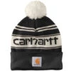 'Carhartt' Adult Knit Pom Pom Cuffed Logo Beanie - Black / White 1 'Carhartt' Adult Knit Pom Pom Cuffed Logo Beanie - Black / White -Carhartt Store 105168 BLK MF22 e 1024x1024@2x