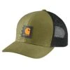 Carhartt Men's Rugged Flex Twill Mesh-Back Logo Patch Cap - True Olive -Carhartt Store 105216 G78 MS22 V2 1024x1024@2x