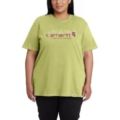 'Carhartt' Women's Heavyweight Floral Logo T-Shirt - Green Olive Heather -Carhartt Store 105736 GB9 WS23P b V2 1024x1024@2x