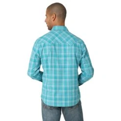 'Wrangler' Men's Retro Plaid Classic Fit Snap Front - Teal -Carhartt Store 112324670 BB01 SWFF PRD 1024x1024@2x