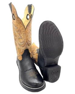 'Hondo Boots' Men's 14" Nubuck Bullhide Western Round Toe - Black / Tan -Carhartt Store 22845 1024x1024@2x