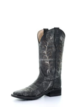 'Corral' Women's 12" Embroidered Western - Black / Sand -Carhartt Store 5356 1 1024x1024@2x