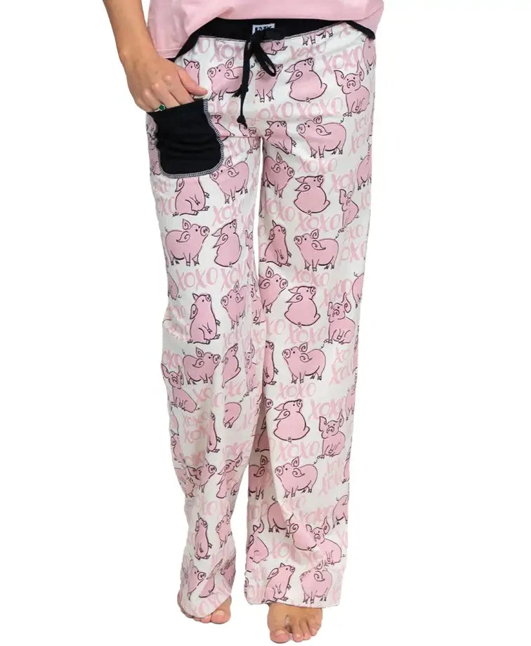'Lazy One' Women's Hogs & Kisses PJ Pant - Pink 3 'Lazy One' Women's Hogs & Kisses PJ Pant - Pink