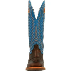 'Durango' Men's 15" Rebel Pro Western Saddle Boot - Chestnut / Brilliant Blue -Carhartt Store DDB0337 front 1024x1024@2x