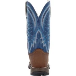 'Durango' Men's 12" Rebel Western Square Toe - Saddle Brown / Denim Blue -Carhartt Store DDB0429 back 1024x1024@2x