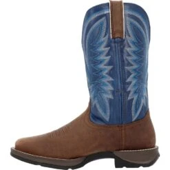 'Durango' Men's 12" Rebel Western Square Toe - Saddle Brown / Denim Blue -Carhartt Store DDB0429 instep profile 1024x1024@2x