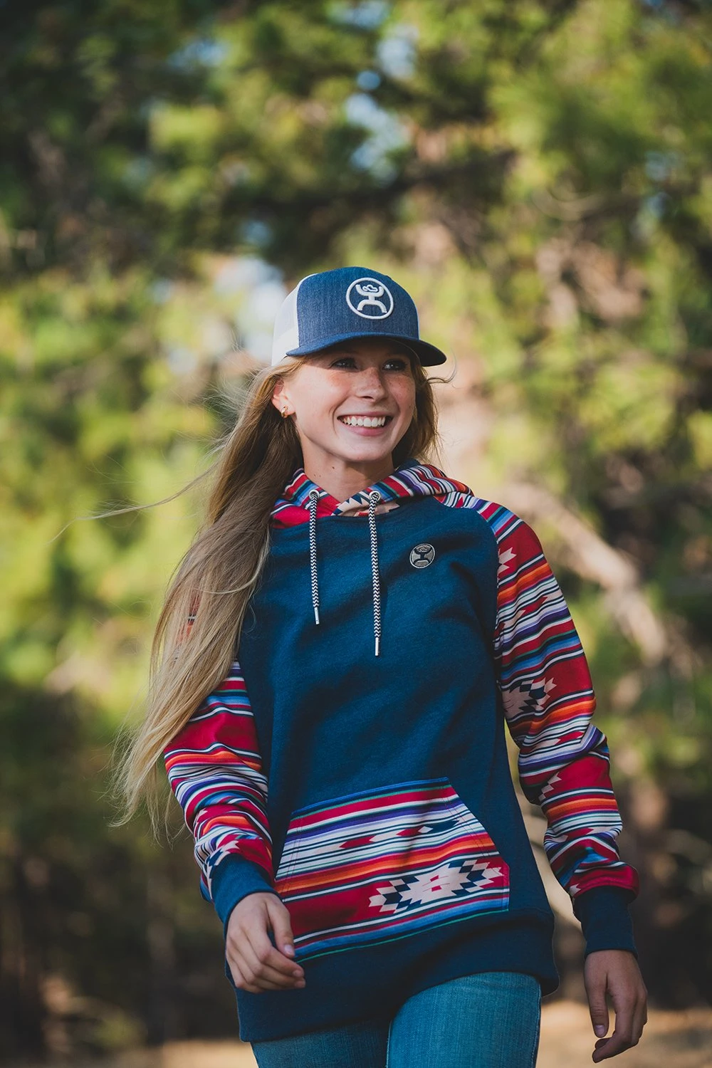 'Hooey' Women's Taos Hoody - Navy / Aztec 4 'Hooey' Women's Taos Hoody - Navy / Aztec - Image 2