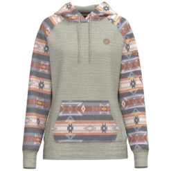 'Hooey' Women's "Summit" Aztec Pattern Hoody - Cream / Pink / Grey