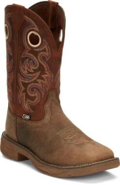 'Justin' Men's 11" Rush Western Square Toe - Peanut Tan / Bronze Orange -Carhartt Store JST 001 SE7402 1024x1024@2x