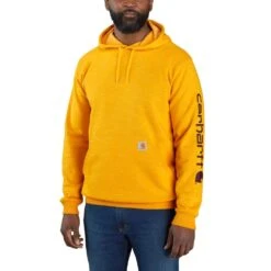 'Carhartt' Men's Midweight Logo Sleeve Hoodie - Solar Yellow Space Dye