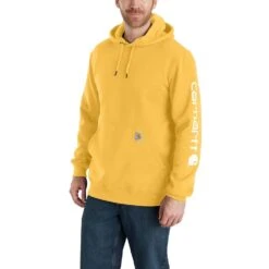 'Carhartt' Men's Midweight Logo Sleeve Hoodie - Sundance Heather