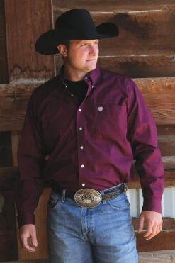 'Cinch' Men's Solid Western Button Down - Burgundy -Carhartt Store MTW1104239 1024x1024@2x