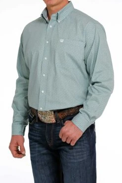 'Cinch' Men's Print Classic Fit Button Down - Green