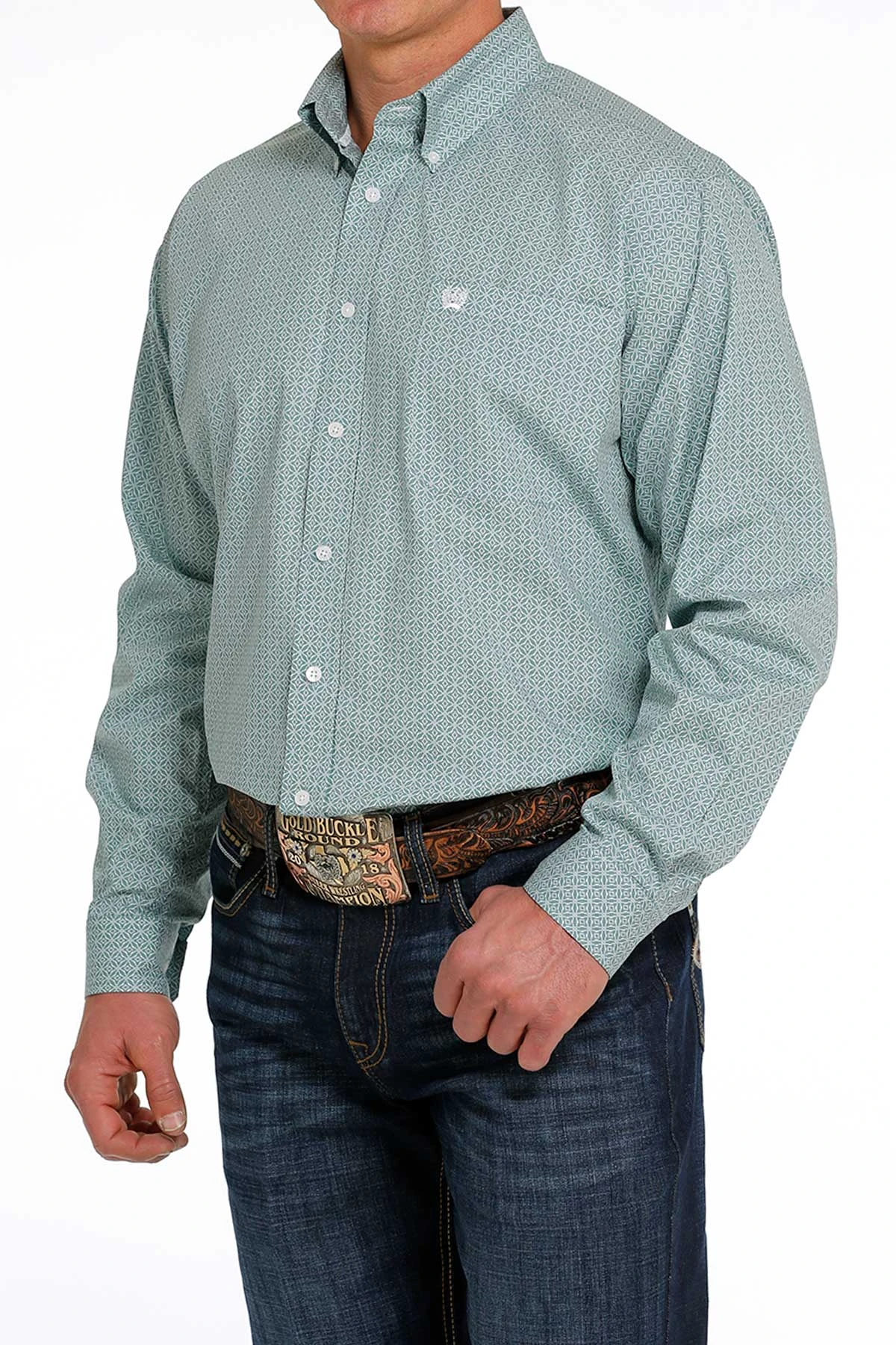 'Cinch' Men's Print Classic Fit Button Down - Green 3 'Cinch' Men's Print Classic Fit Button Down - Green