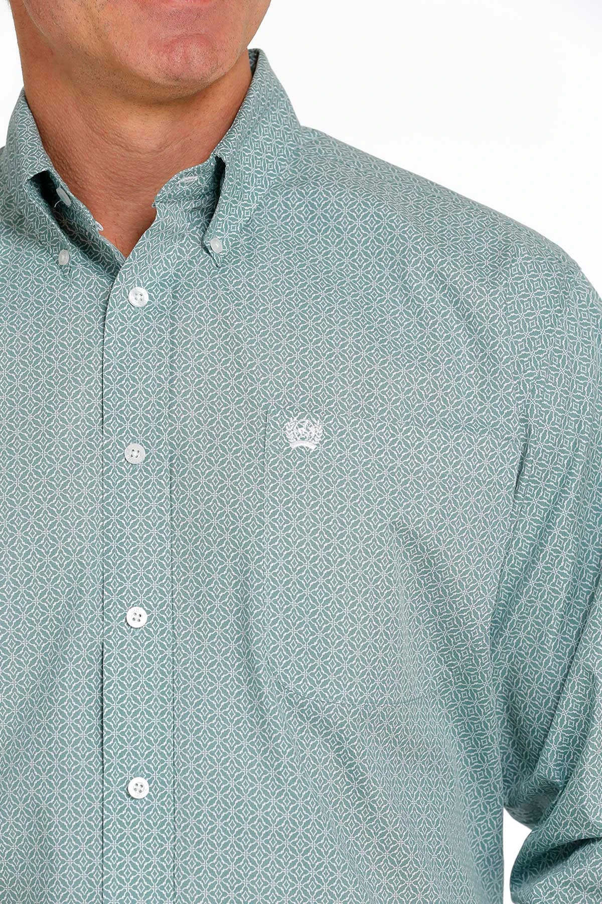 'Cinch' Men's Print Classic Fit Button Down - Green 4 'Cinch' Men's Print Classic Fit Button Down - Green - Image 2