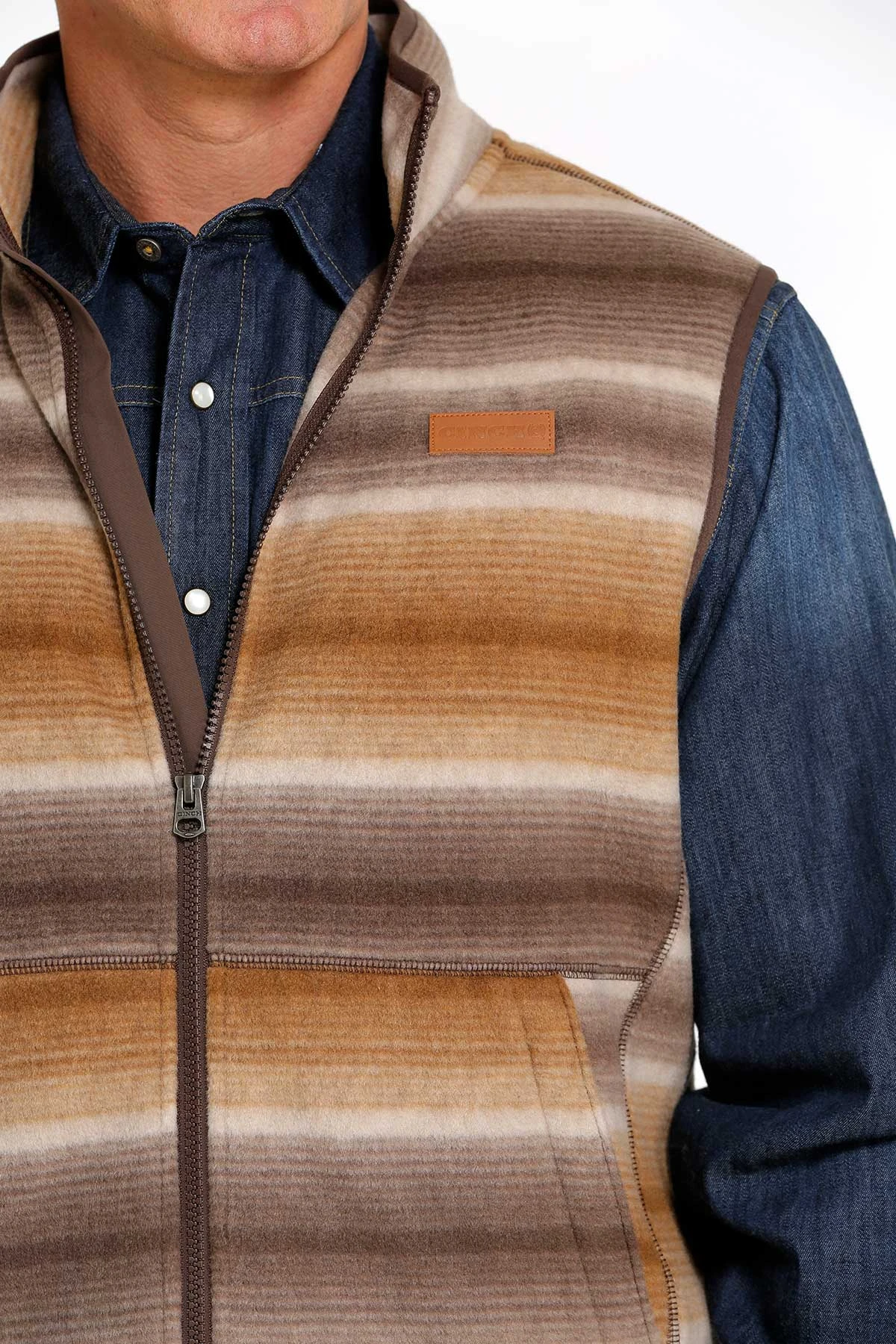'Cinch' Men's Polar Fleece Vest - Brown 4 'Cinch' Men's Polar Fleece Vest - Brown - Image 2