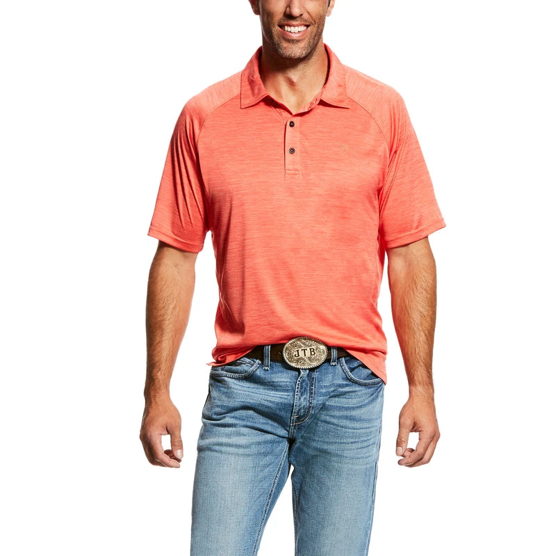 'Ariat' Men's Charger Polo Shirt - Coral Fan 3 'Ariat' Men's Charger Polo Shirt - Coral Fan
