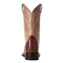 'Ariat' Men's 11" Night Life Ultra Western Square Toe - Antique Tabac Smooth Quill Ostrich / Sorrel Brown -Carhartt Store S22 MNS WEST 10040344 heel 1024x1024@2x