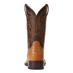 'Ariat' Men's 11" Night Life Ultra Western Square Toe - Ranger Smooth Quill Ostrich / Beam Brown -Carhartt Store S22 MNS WEST 10040345 heel 1024x1024@2x