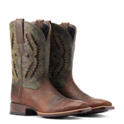 'Ariat' Men's 11" Rowder VentTEK 360° Western Square Toe - Rust / Forest Green -Carhartt Store S23 MNS WEST 10044478 pair 1024x1024@2x