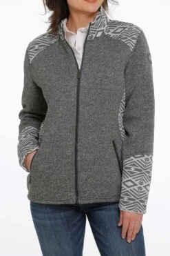 'Cinch' Women's Sweater Knit Jacket - Heather Charcoal