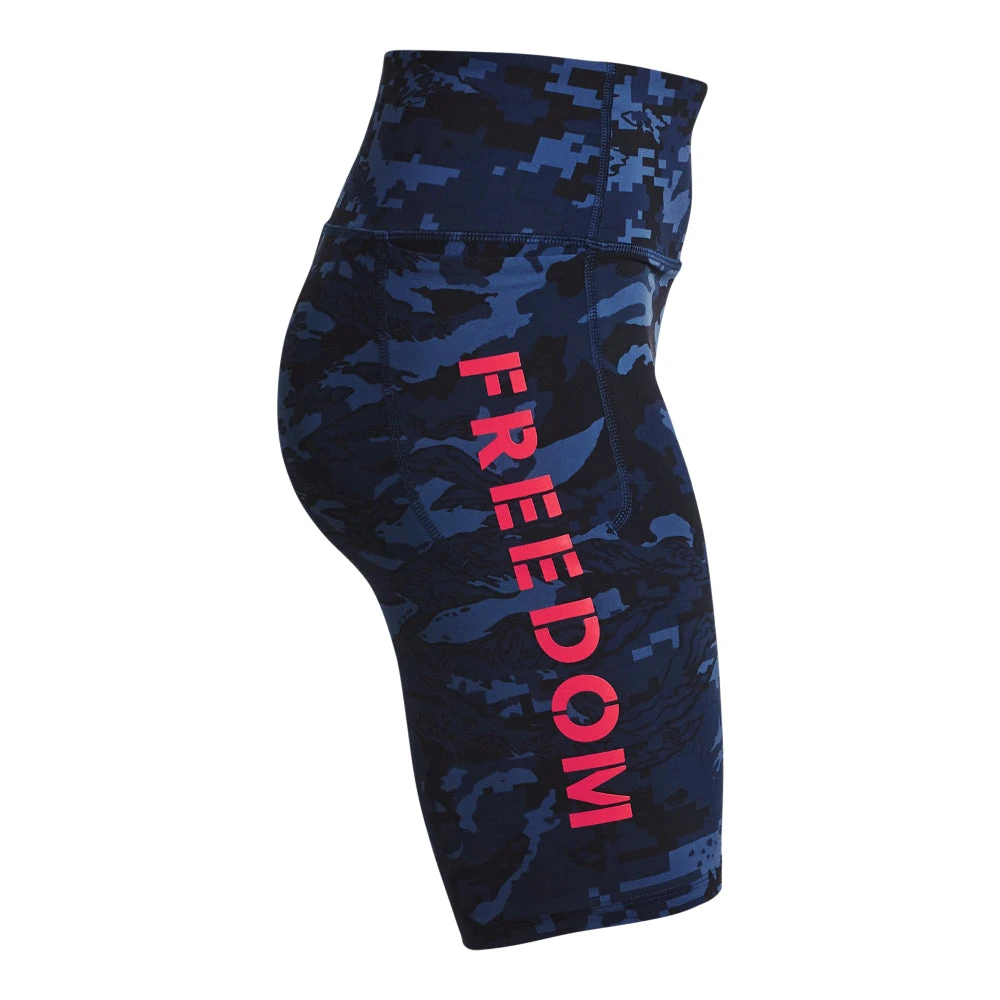 'Under Armour' Women's Meridian Freedom Biker Shorts - Academy / Red 5 'Under Armour' Women's Meridian Freedom Biker Shorts - Academy / Red - Image 3