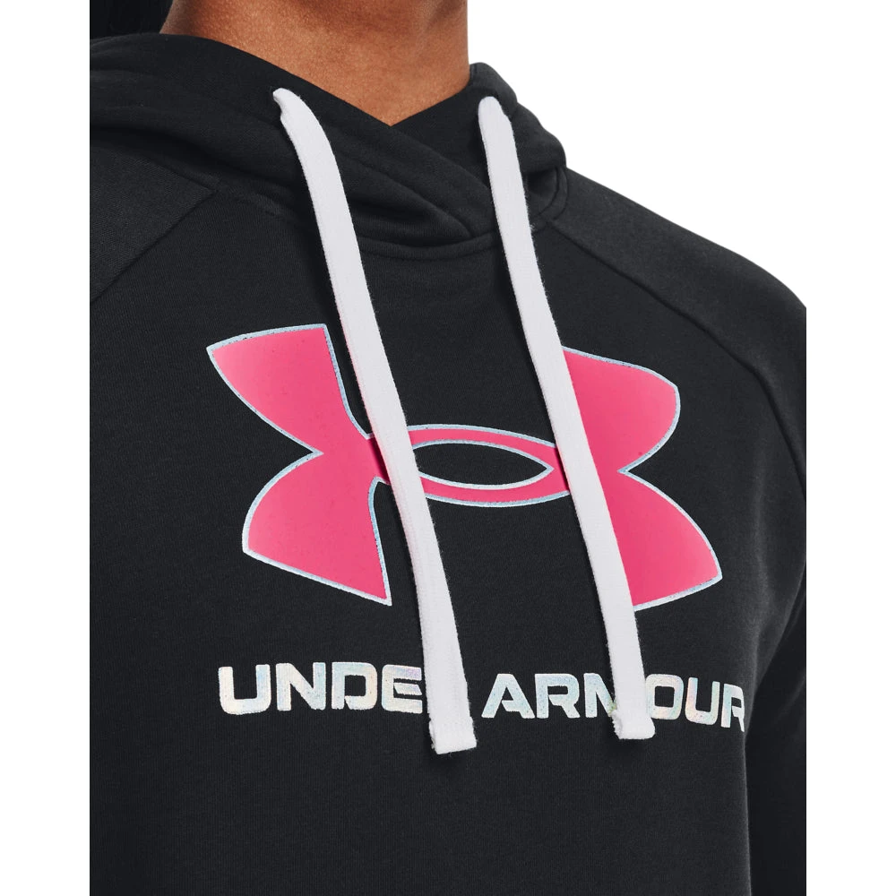 'Under Armour' Women's Rival Fleece Big Logo Foil Outline Hoodie - Black 4 'Under Armour' Women's Rival Fleece Big Logo Foil Outline Hoodie - Black - Image 2